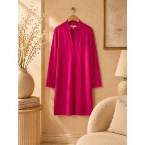 Jude Connally Kate Ponti Shift Dress Pink Sapphire V Neck Long Sleeve NWT S Chic
